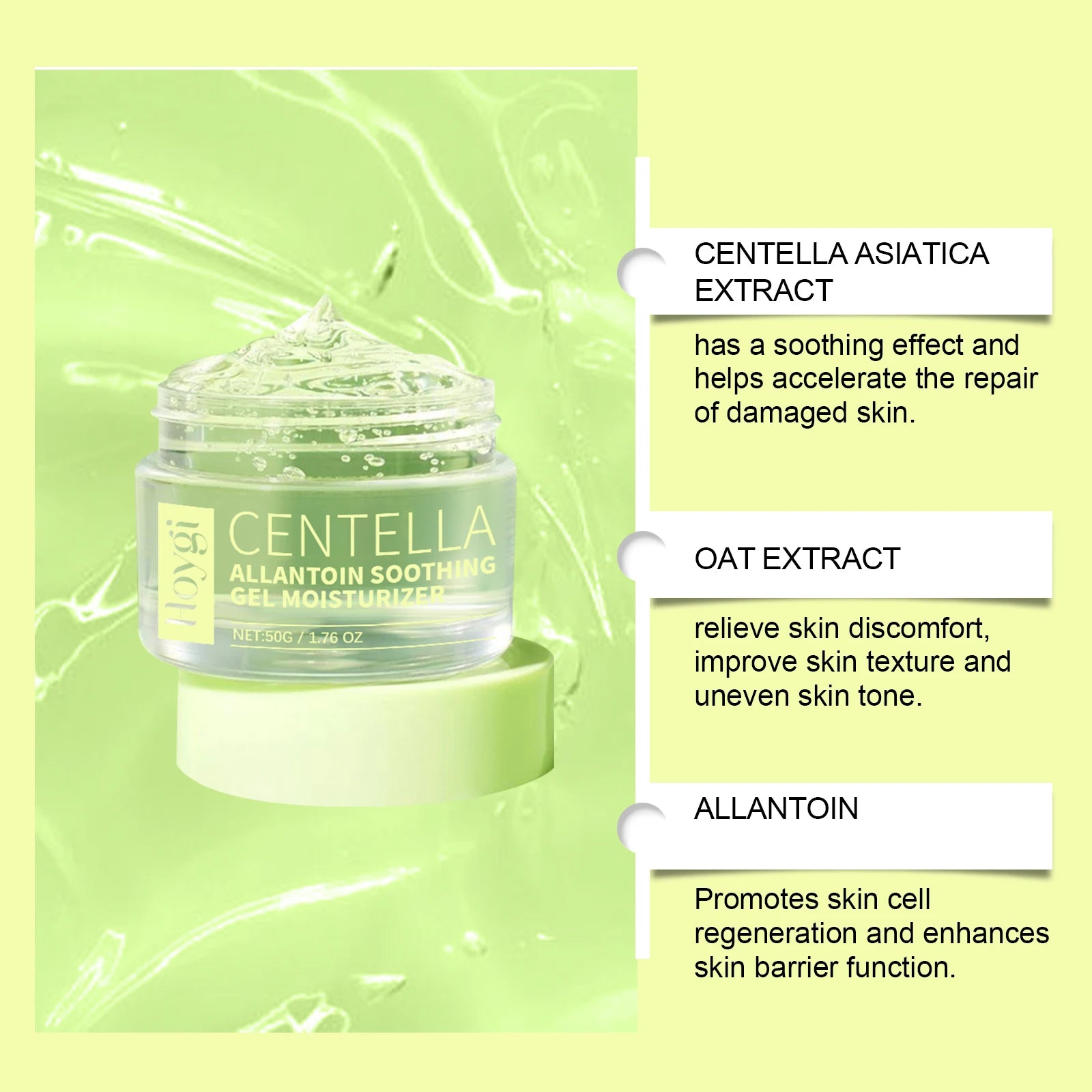 Hoygi Centella Gel Moisturizer – Soothing & Brightening 50g Gel Face Moisturizer Oasis Select