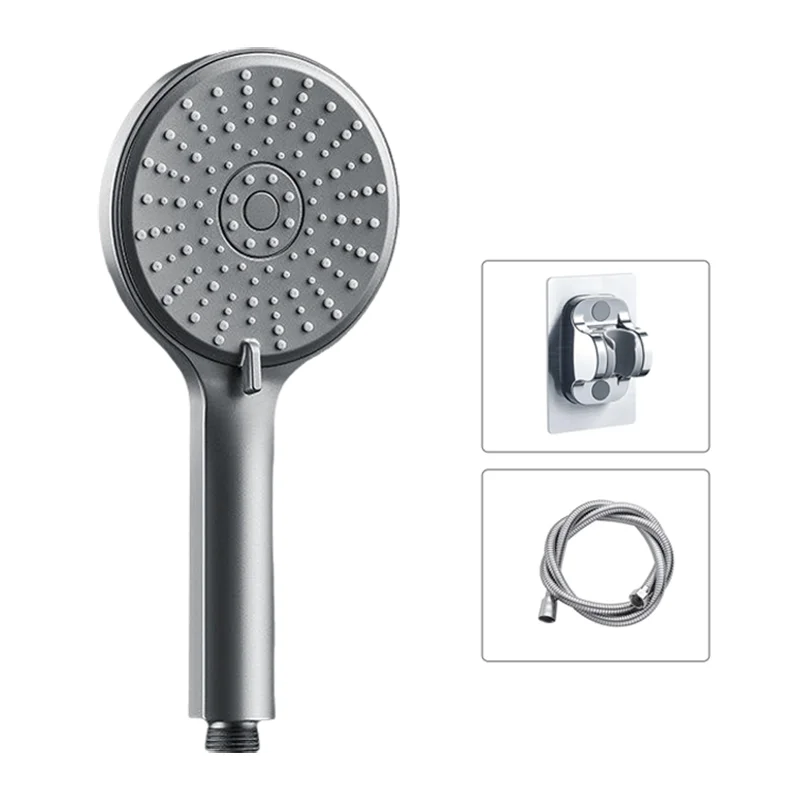 Large Panel Shower Head Pressurised Five-speed Adjustable Shower Bathroom Rain Shower Head Bathroom Shower Accessories Oasis Select Grey-Set