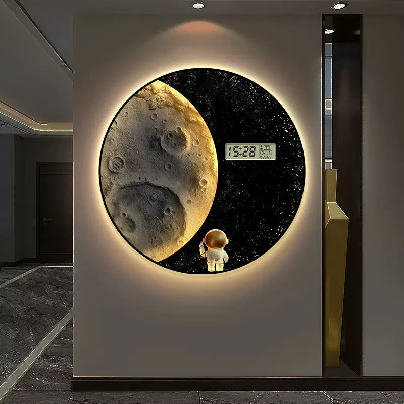 New porch decorative painting bedroom led light painting perpetual calendar electronic decorative painting wall clock Oasis Select