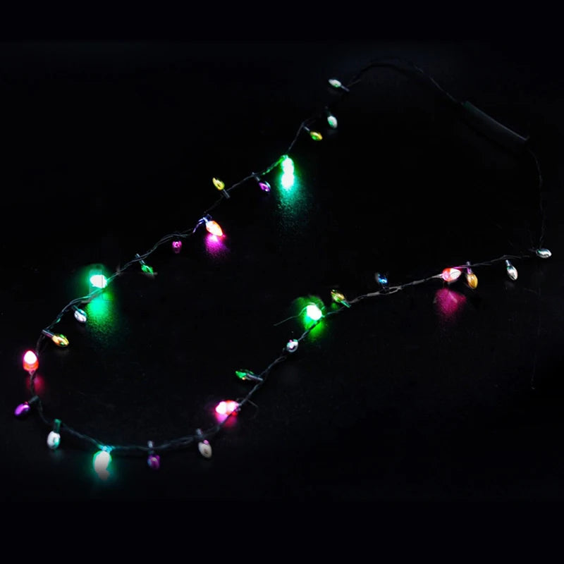 LED Flashing Christmas Light Necklace | 8 Bulbs, 3 Modes