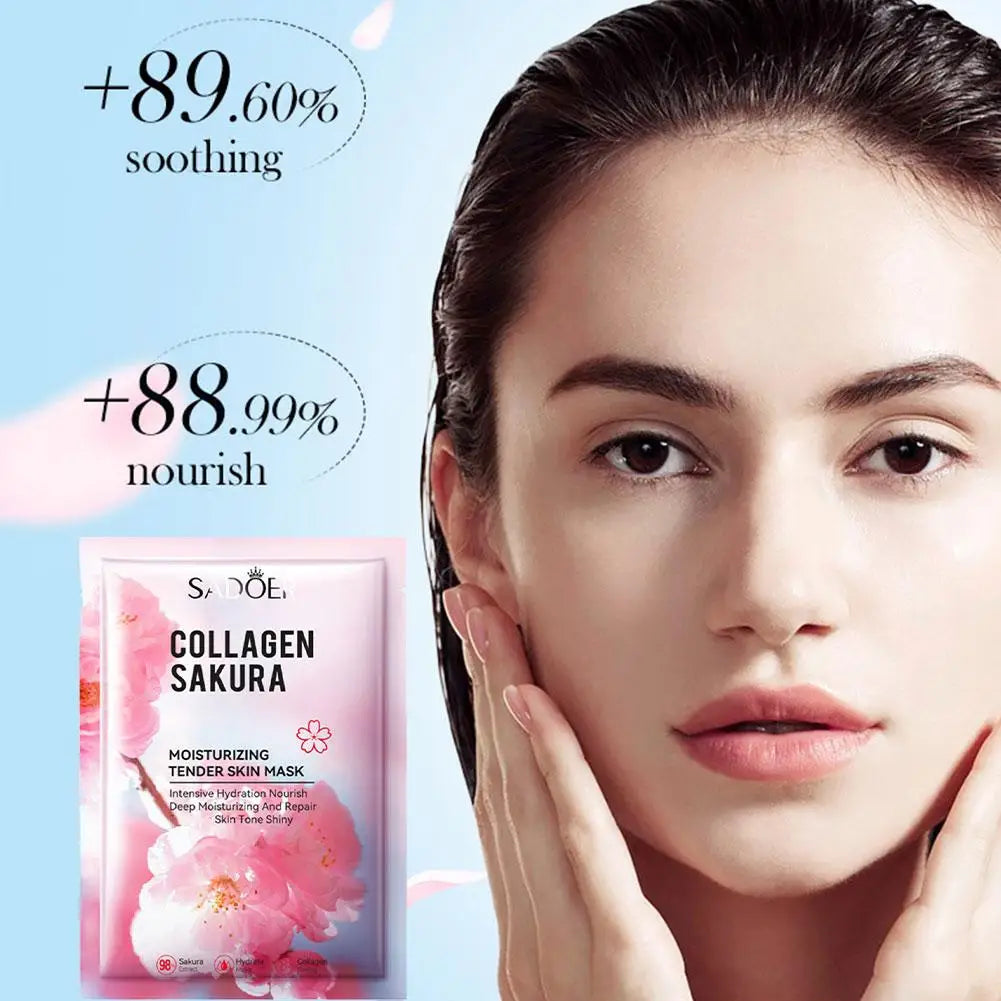 5-Pack Sakura Collagen Face Mask – Firming & Anti-Wrinkle Collagen Sheet Mask Oasis Select