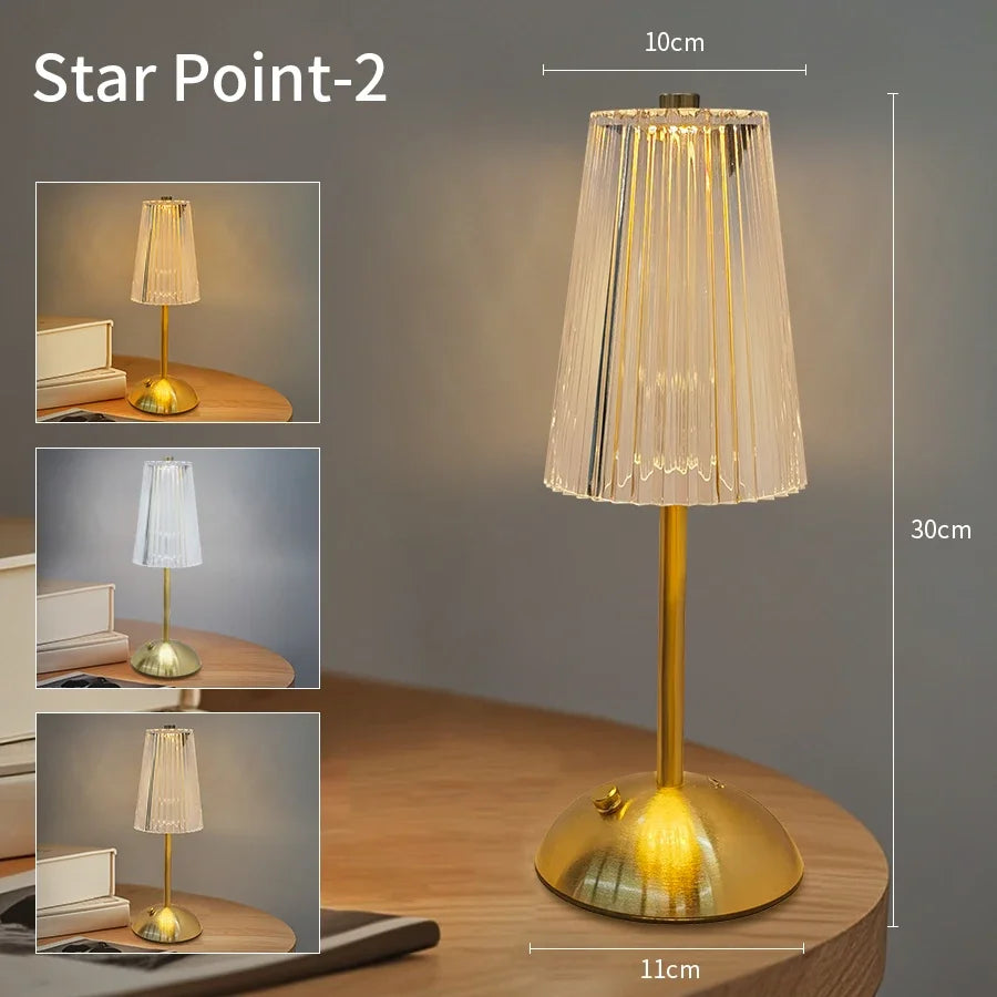Rechargeable Crystal LED Table Lamp Touch Sensor Desk Light 3 Color Dimmable For Bedroom Bar Hotel Atmosphere Room Decor Lightin Oasis Select Type B