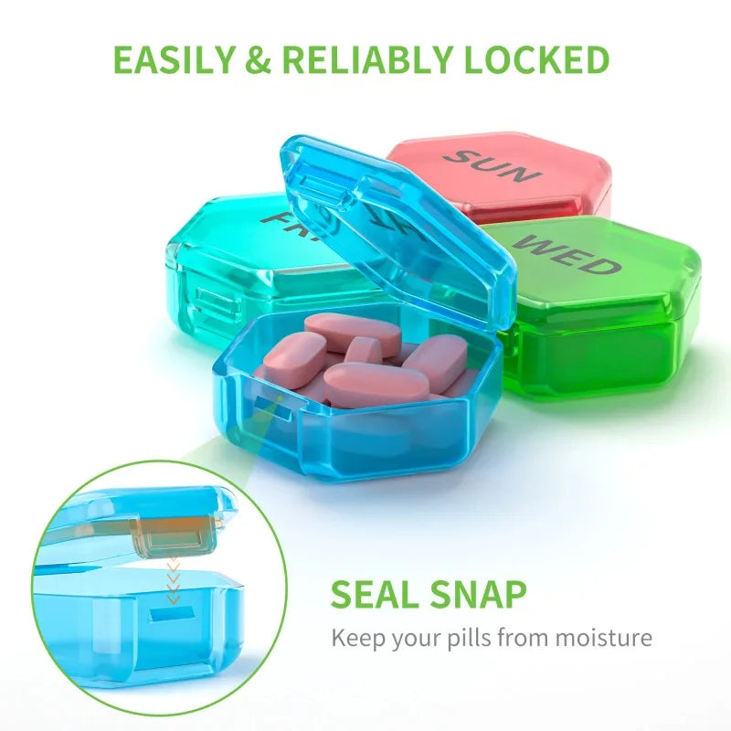 Weekly Pill Organizer 7 Day Small Pill Box Portable Travel Pill Container Daily Storage Box for Cod Liver Oil Supplements Oasis Select