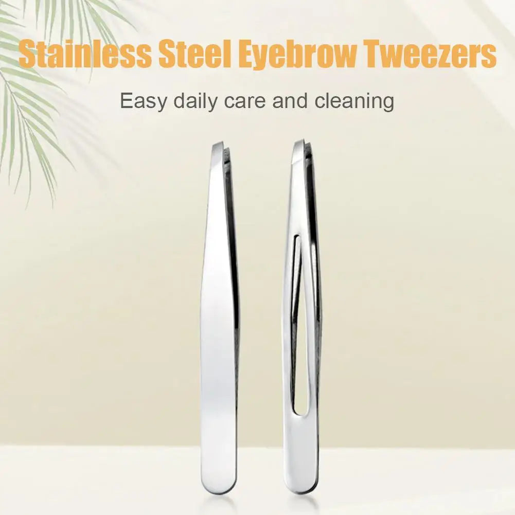 Stainless Steel Slant Tweezers for Eyebrows, Facial Hair, Ingrown Hair Removal, Slant and Point Tip Tweezers for Women and Men Oasis Select
