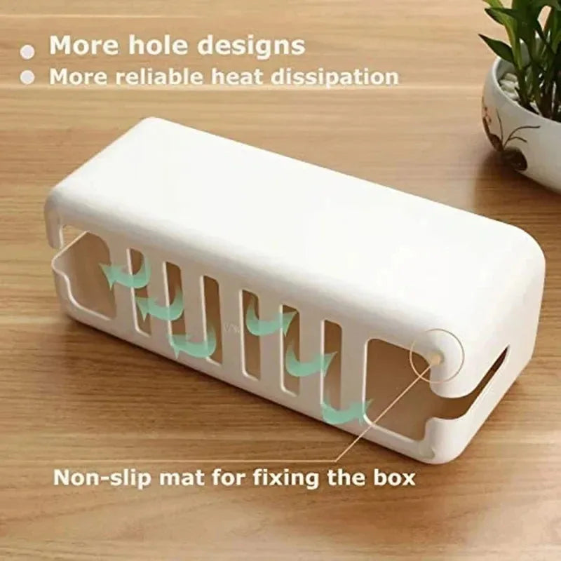 Wooden Cable Storage Box Dustproof Chargers Storage Container Multi Functional Sockets Hidden Box Home Organizer Accessories Oasis Select