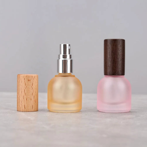 10ml Frosted Glass Refillable Perfume Spray Bottle | Wooden Cap Refillable Spray Bottle Oasis Select