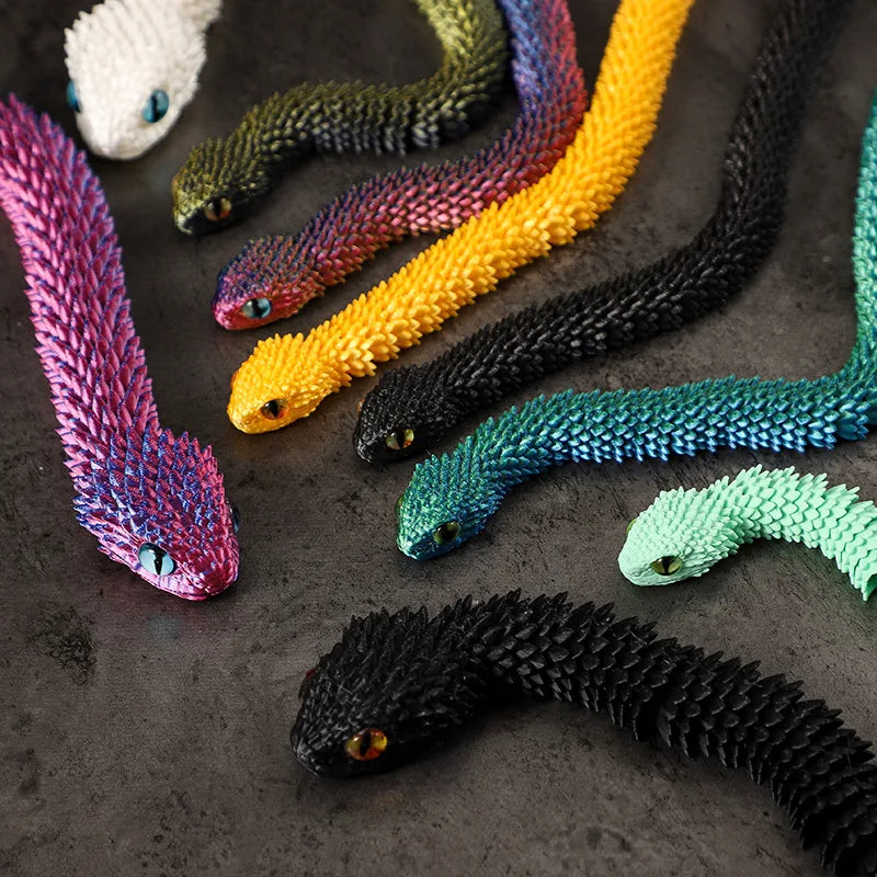 Snake Sculpture Articulated Snake Decor Articulated Snake Figurine with Movable Joints 3d Printed Model for Home for Bookshelf Oasis Select