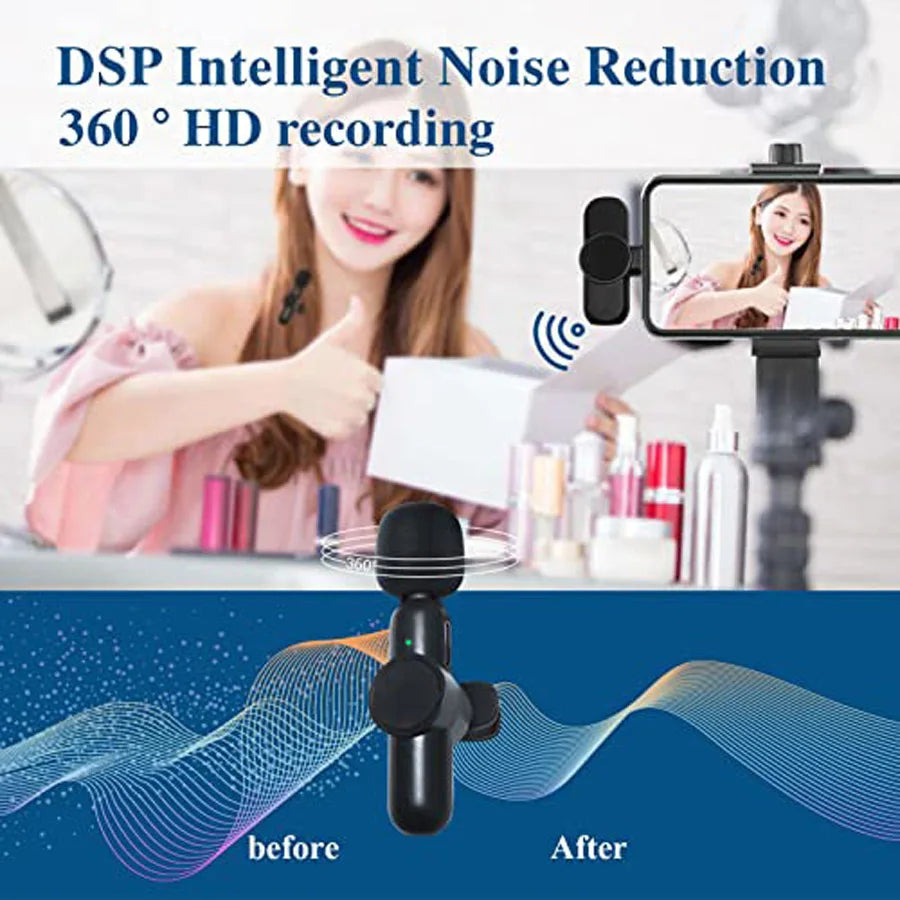 Wireless Dual Lavalier Mic Kit for iPhone, Android & PC