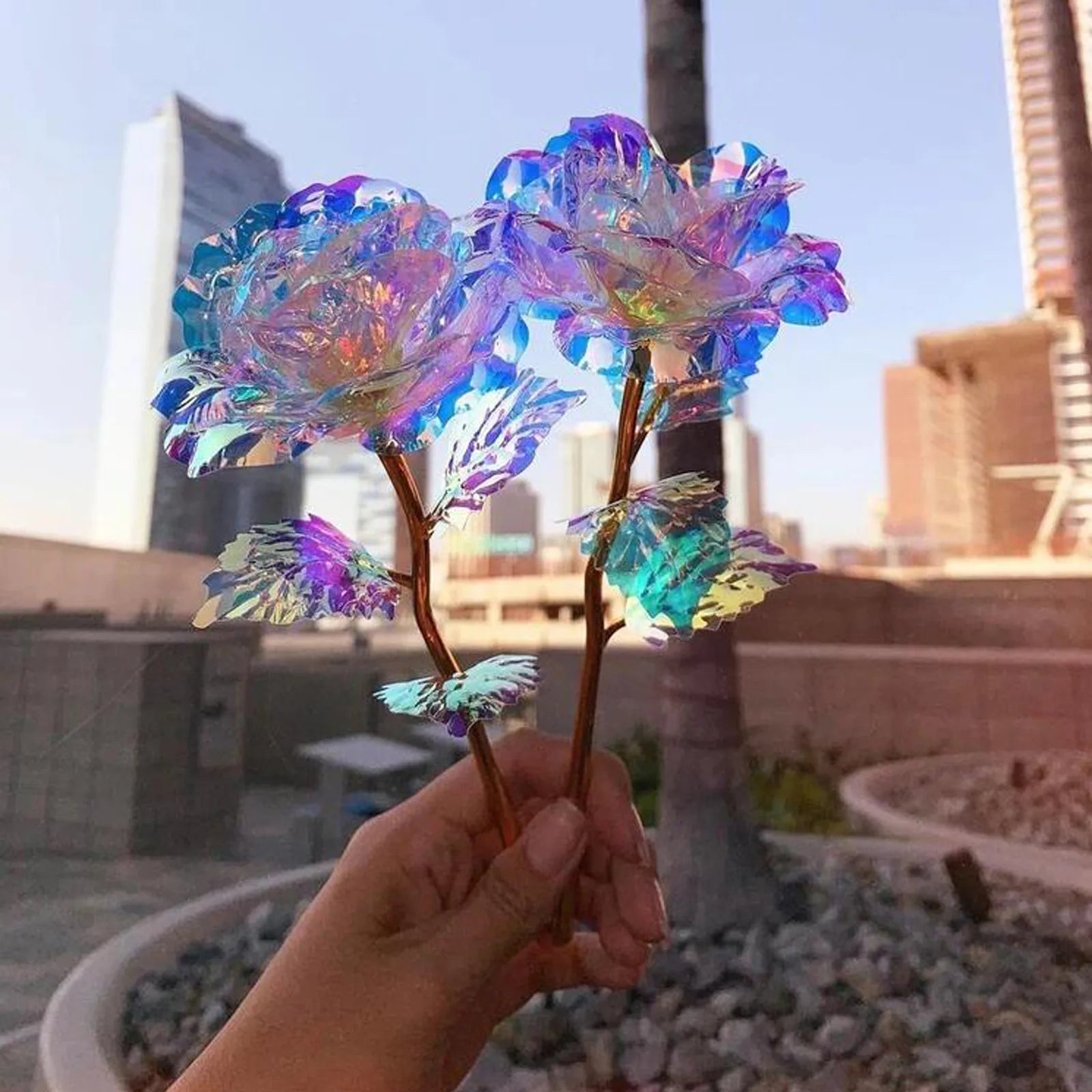 10pcs Galaxy Rose Forever Flower Artificial Luminous Light Rose Valentine's day Gifts Gold Foil Colorful Artificial Flower Oasis Select