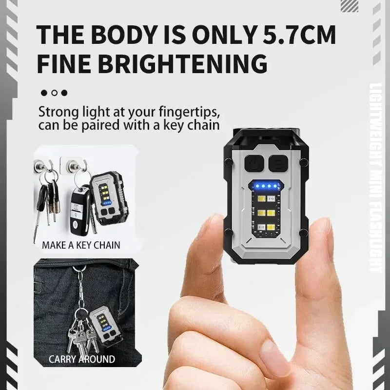 Magnetic COB LED Mini Keychain Flashlight | 300LM Rechargeable