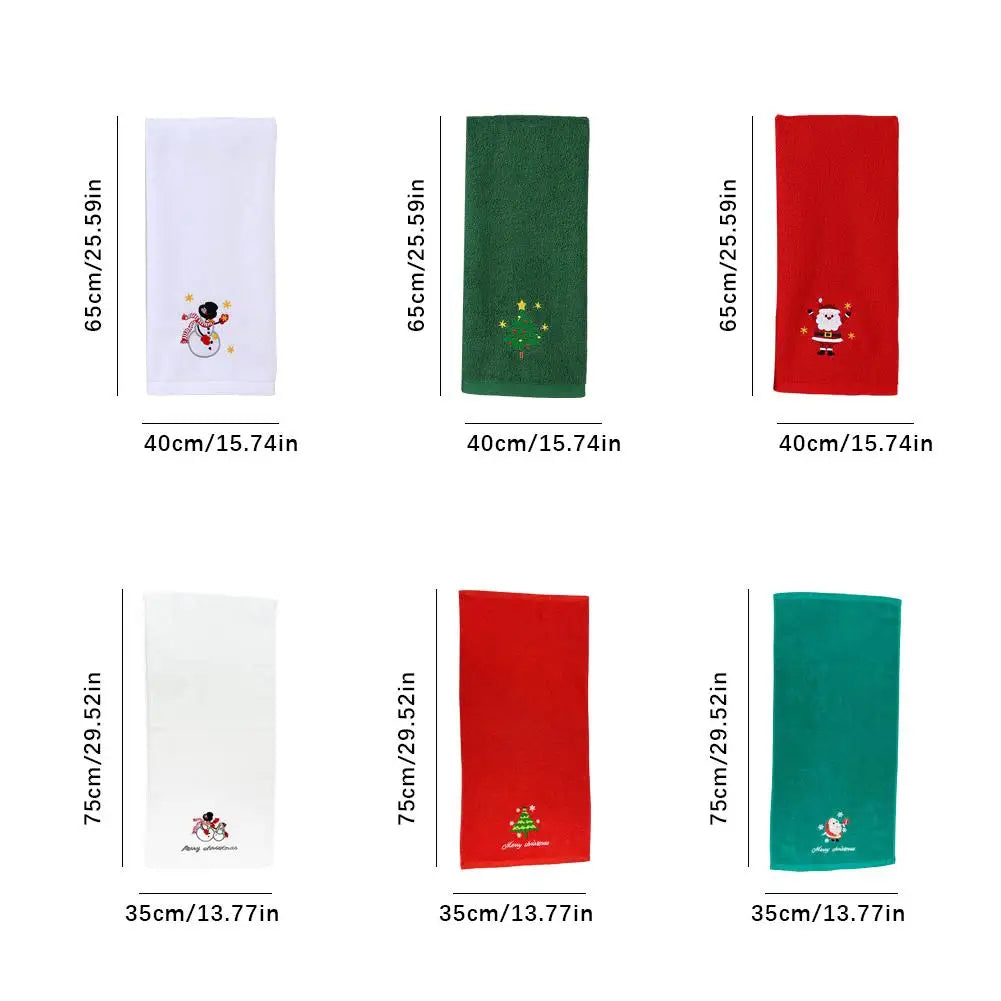 Christmas themed embroidered soft and skin friendly pure Cotton towels suitable for daily kitchen and bathroom use Oasis Select