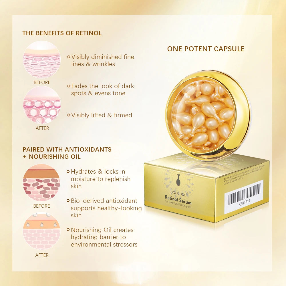 90 Pcs/Bottle Retinol Serum Ceramide Capsules Night Serum Moisturizing Anti-aging Face Serum Spot Removing Cream Skin Care Oasis Select