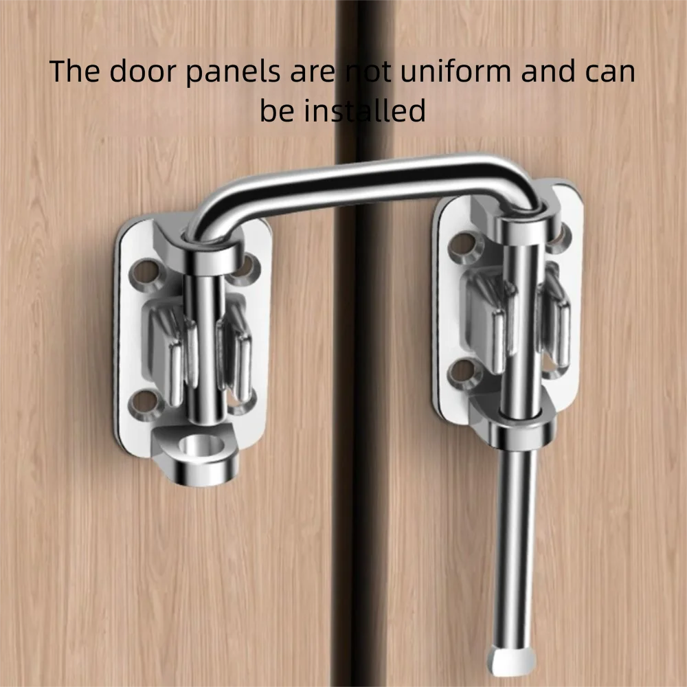 New Stainless Steel Door Latch Lock Non Perforated Gate Latch Thickened 90/180 Degree Anti-theft Buckle Door Bolts Safety Oasis Select