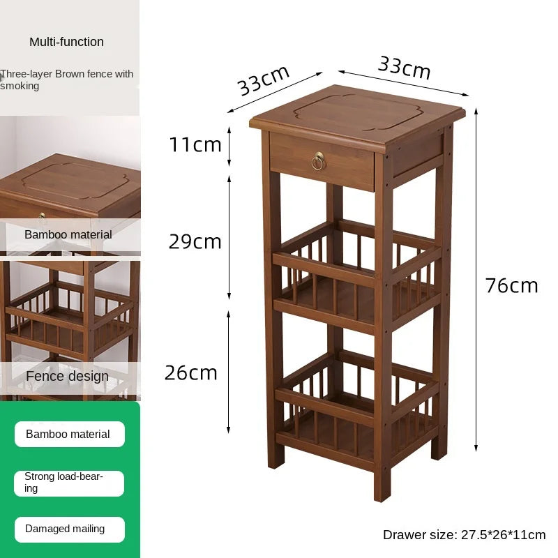 Simple and small bedside table, bedroom bedside cabinet, room storage rack, side table cabinet, bamboo solid wood special offer Oasis Select D2