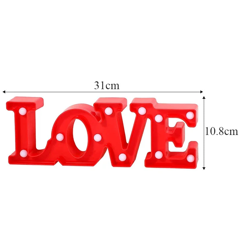 Valentine's Day LOVE LED Sign Lights Romantic Letter Lights Home Desktop Decoration Wedding Atmosphere Props Holiday Party Decor Oasis Select