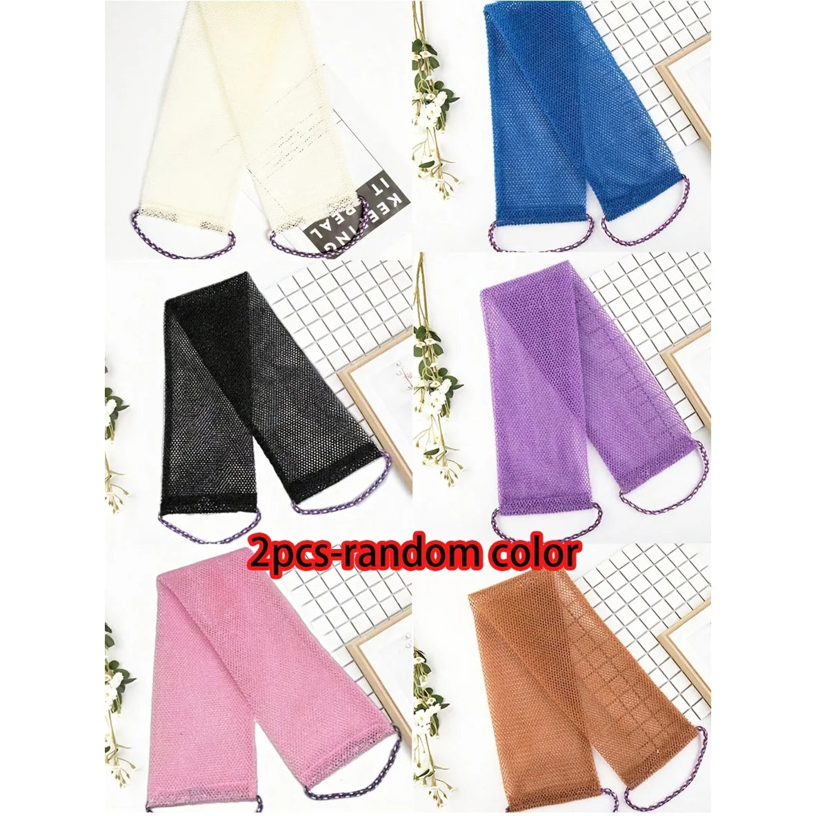 2PCS African Mesh Back Long Net Bath Towel, One Side Gentle and Delicate, The Other Side Rough and Powerful Oasis Select