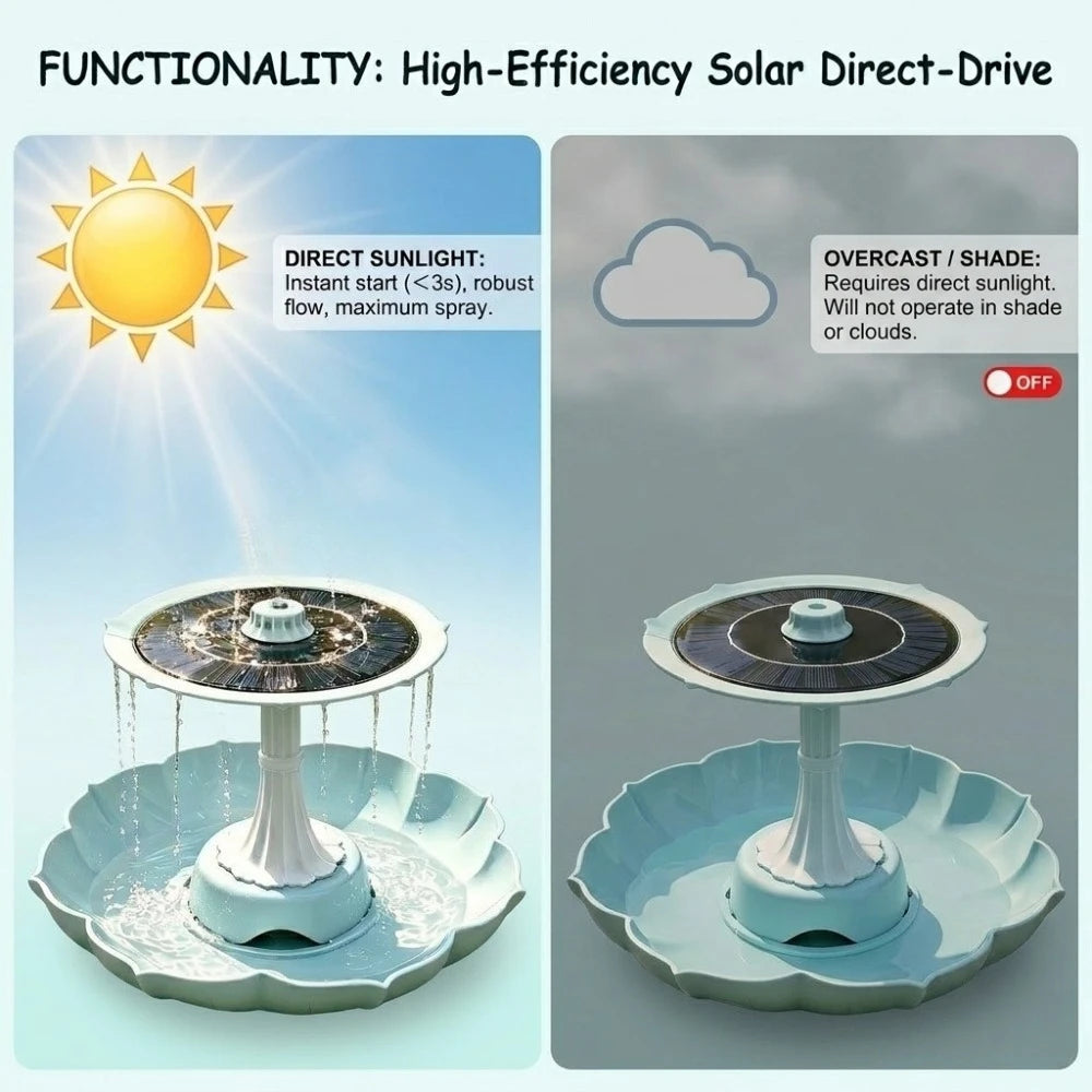 2.8W Solar Fountain Dual-Tier Bird Bath Bird Feeder Fountain Detachable, DIY Water Landscape for Outdoor Garden Pond Bird Bath Oasis Select