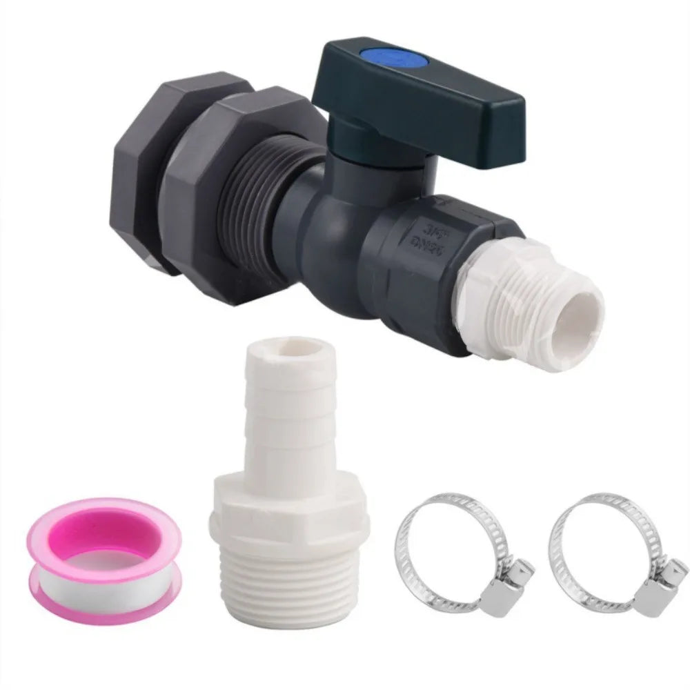 1 Set, PVC Water Barrel Spigot Kit, Connector Drain Adapter with Inner Connection for Garden, Rain Barre, Garden Tool Supplies Oasis Select