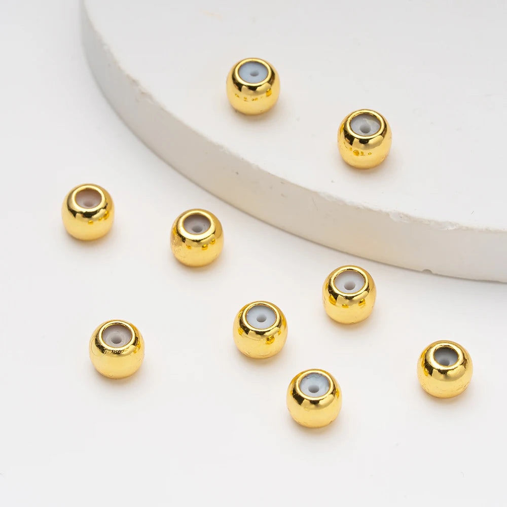 20pcs 3/4/5/6mm 18K Gold Stopper Silicone Slider Brass Beads Adjustable Positioning for DIY Jewelry Bracelet Necklace Making Oasis Select 18K Gold 5mm