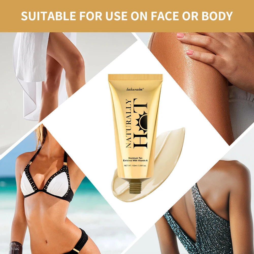 100ml Natural Body Tanning Lotion Promote Tanning Lasting Effect Even Skin Tone Body Tanner Cream Non-greasy Lightweight Makeup Oasis Select