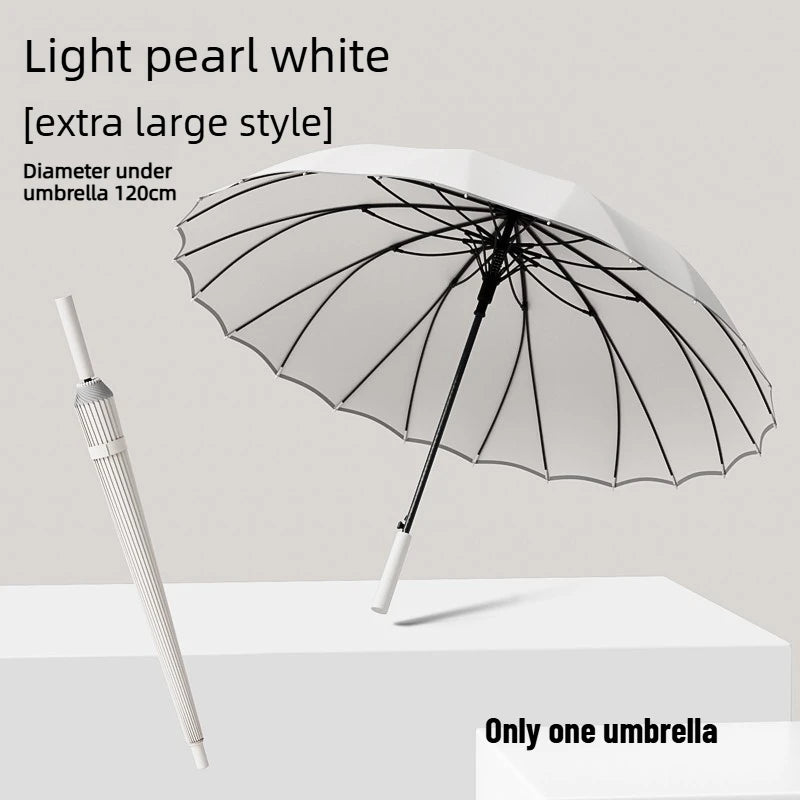 1pcs Long Handled Umbrellas for Two or Three People Extra Large Reinforced Thick Sturdy Wind Resistant and Maillard Resistant Oasis Select White 24 bone xl full-fiber 24K