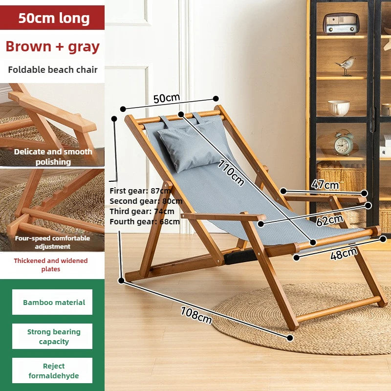Folding beach chair, nap lounge chair, outdoor portable backrest chair, backrest chair, comfortable home use, adjustable Oasis Select beach chair F