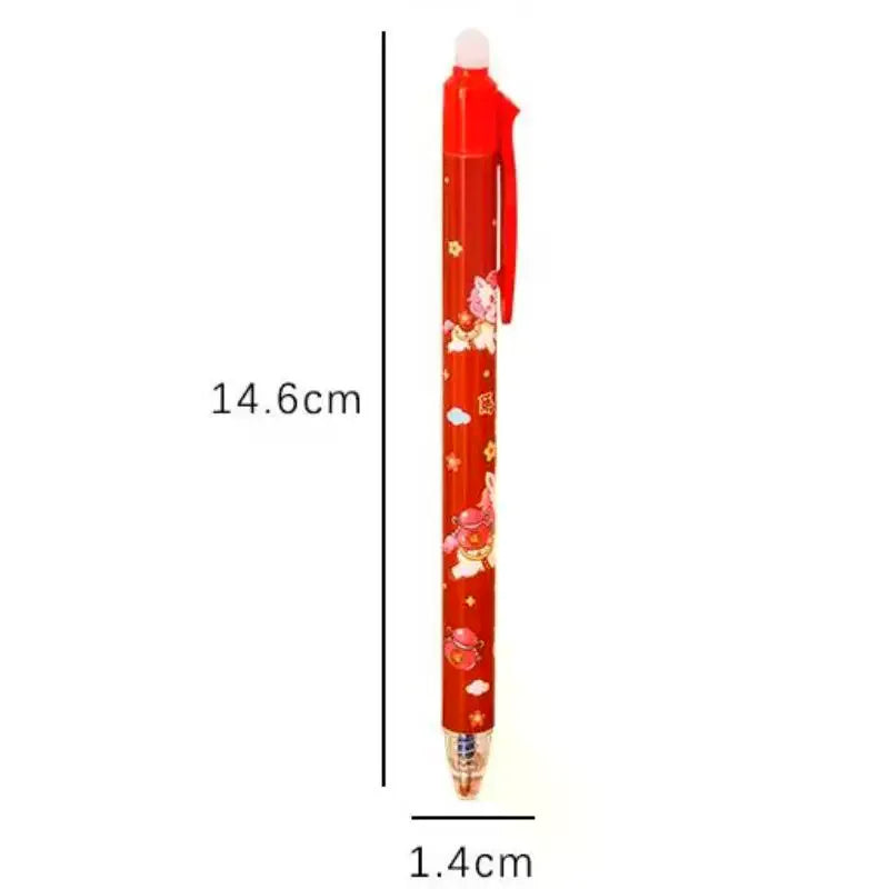 3Pcs Cute Cartoon New Year's Pony Erasable Pen Press Magic Brush Gel Pen Student Stationery Supplies New Year Stationery Gifts Oasis Select