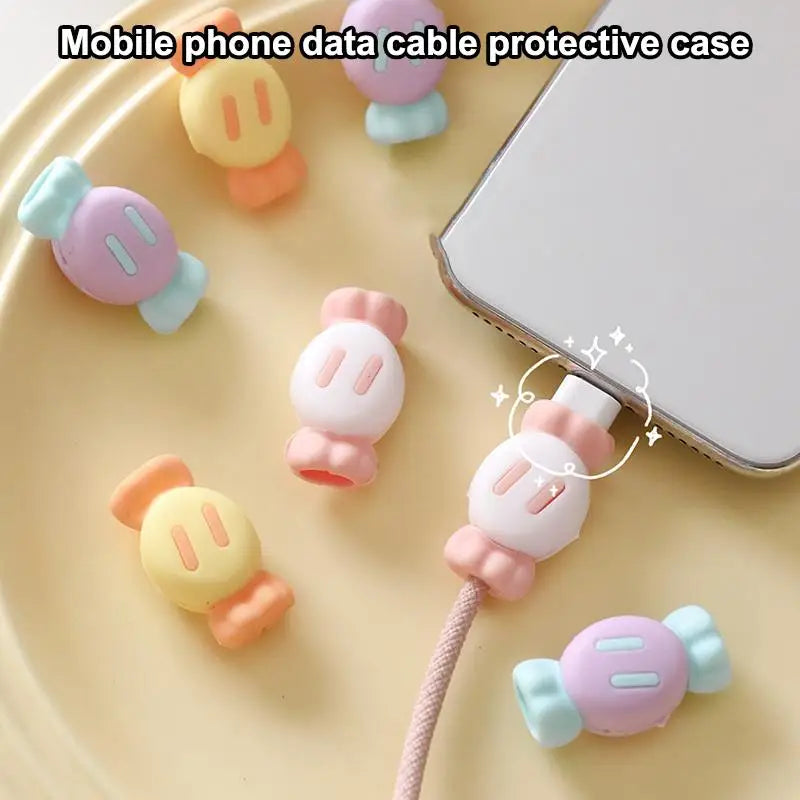 2 in 1 Silicone Cartoon Charging Cable Protector Anti Break Data Line Head Cover for Phone Cord Storage and Protection Oasis Select