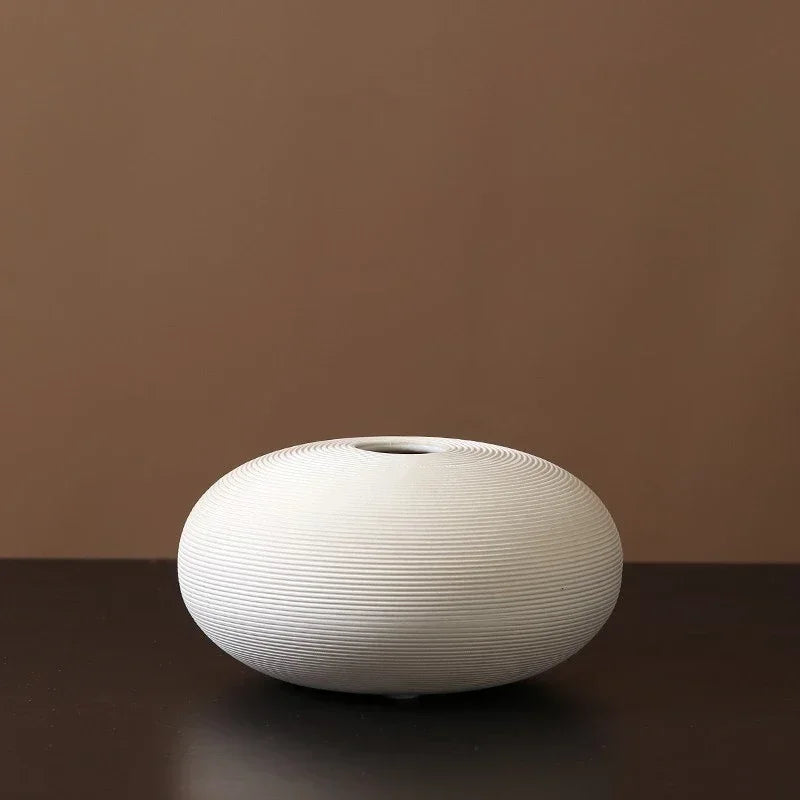 Modern simple white ceramic vase decoration flower arrangement living room TV cabinet home decoration flower device Oasis Select P (D 15cm H 7cm)