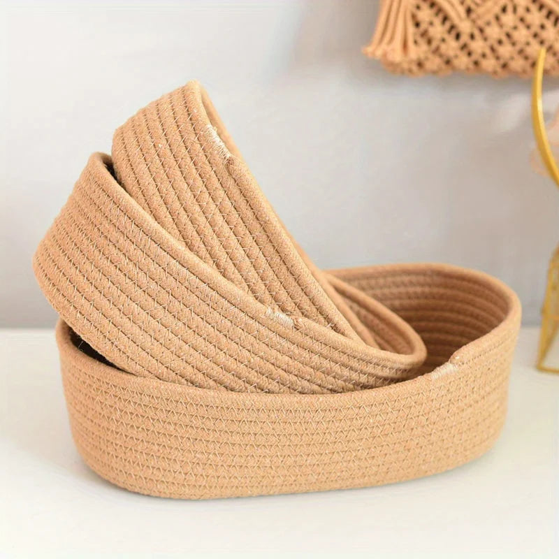 1PC Nordic Hand Woven Cotton Rope Storage Baskets Desktop Sundries Kids Toys Organizer Box Baby Dirty Clothes Laundry Basket Oasis Select