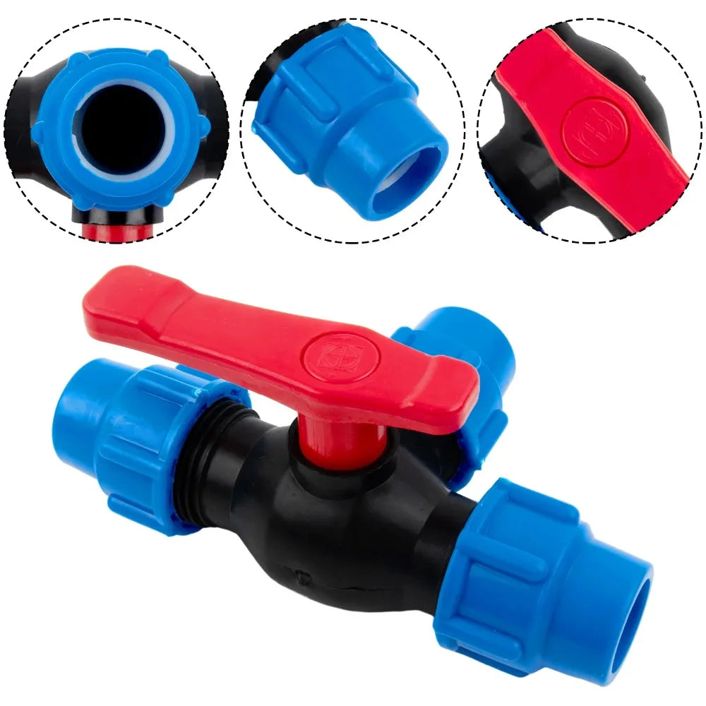 1x PE Pipe 3-Way Ball Valve 20/25/32/40/50mm Plastic Ball Quick Connect Three-way Three-way Ball Oasis Select