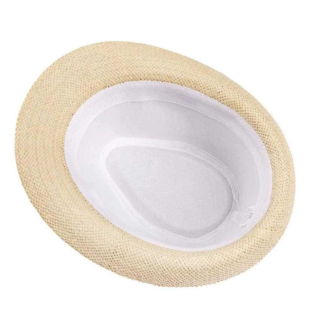 Children Kids Summer Beach Straw Hat Jazz Panama Breathable Hat Large Brim Outdoor Breathable Hats Girls Boy Sunhat Oasis Select
