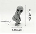 Squatting Hooded Alien Figurine 3D Printed Mini ET Desk Decor Statue Cool Intergalactic Space Ornament for Gaming Office Desktop Oasis Select Electric buttocks 5