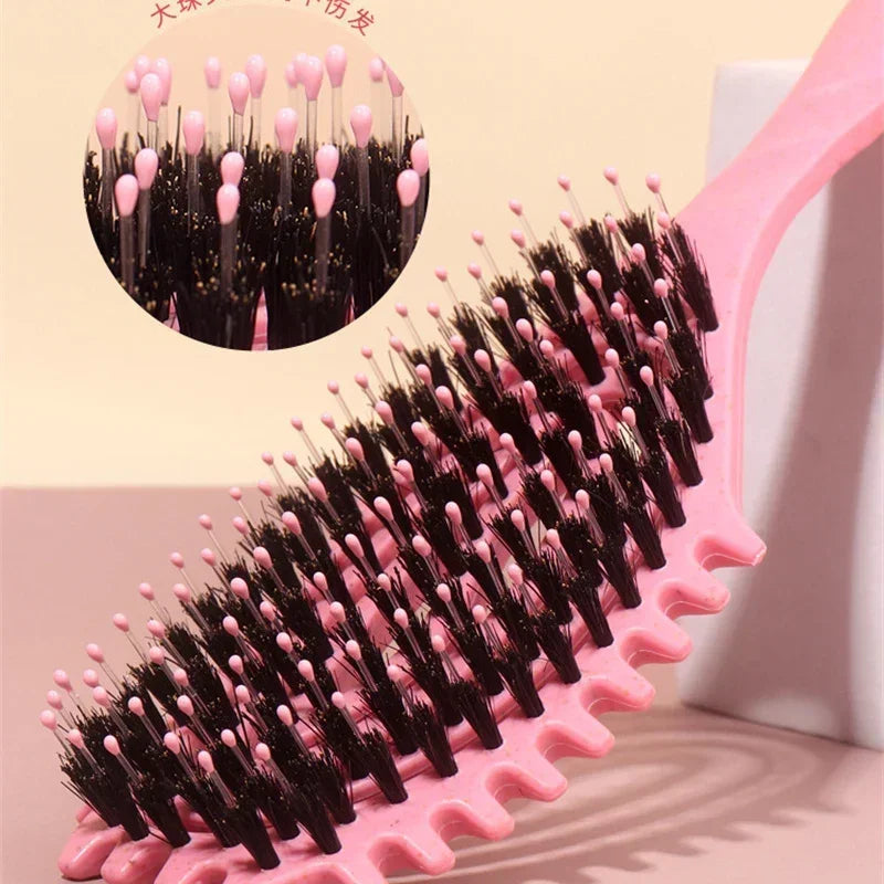 Curls Define Styling Brush Tangled Boar Bristle Hair Comb Anti Detangling Hair Styling Tool Hollow Out Wet Dry Dual Purpose Comb Oasis Select
