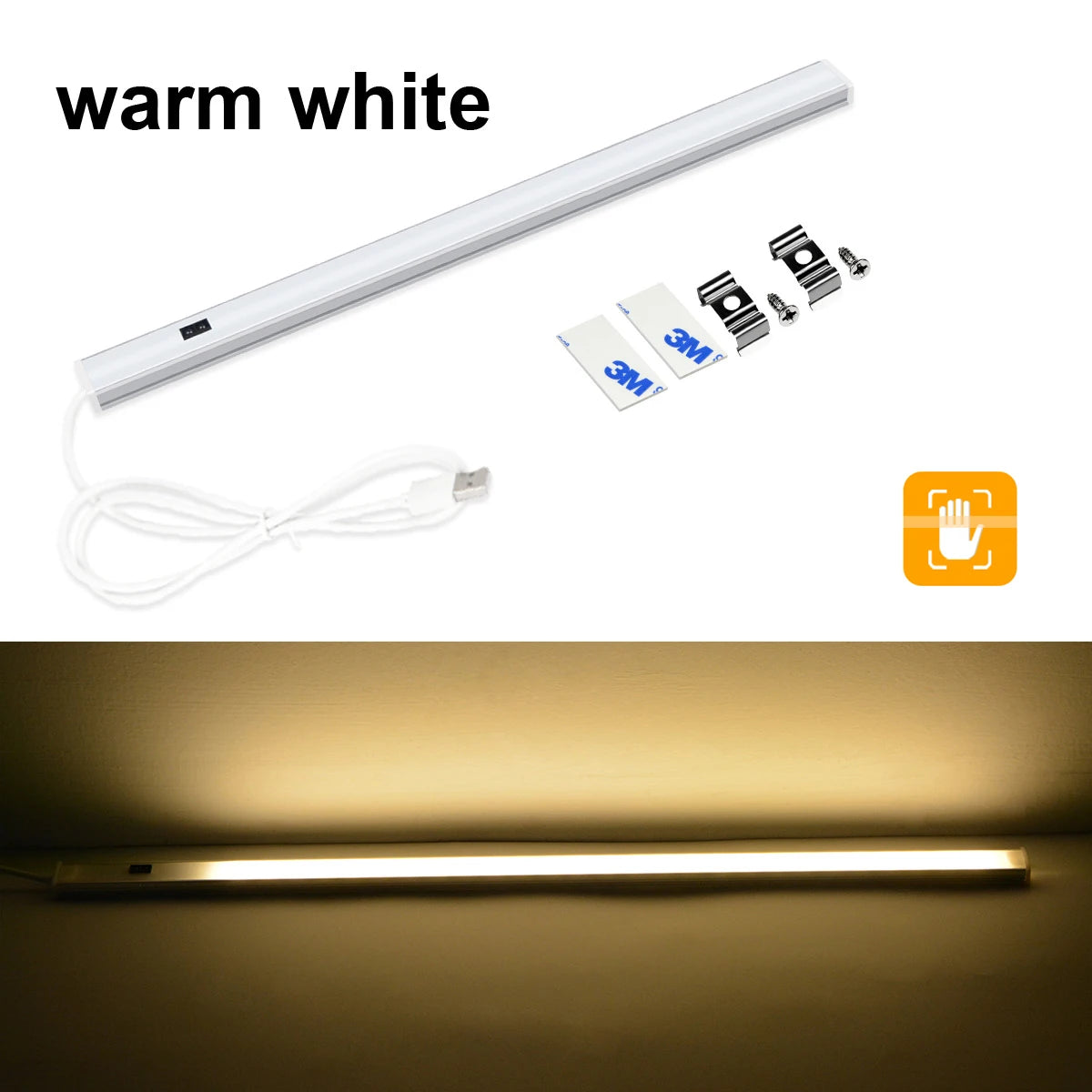 5V Hand Sweep Sensor Switch Detector USB Hand Wave Smart Motion Sensor Light Bar for Kitchen Wardrobe Indoor Night Lighting Oasis Select 30cm Warm No Dimmable
