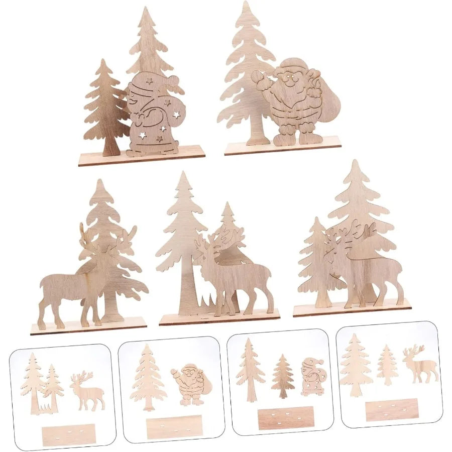 Wooden Ornaments Craft Predrilled Wood Slice Christmas Tree Hanging Embellishments Decoration DIY Souvenir Gift for Kids Oasis Select