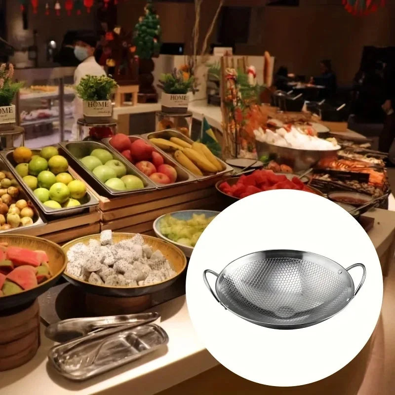 1pc 29cm/11inch stainless steel honeycomb skillet non-stick with handle scratch-resistant cooking pasta steak porridge ramen Oasis Select