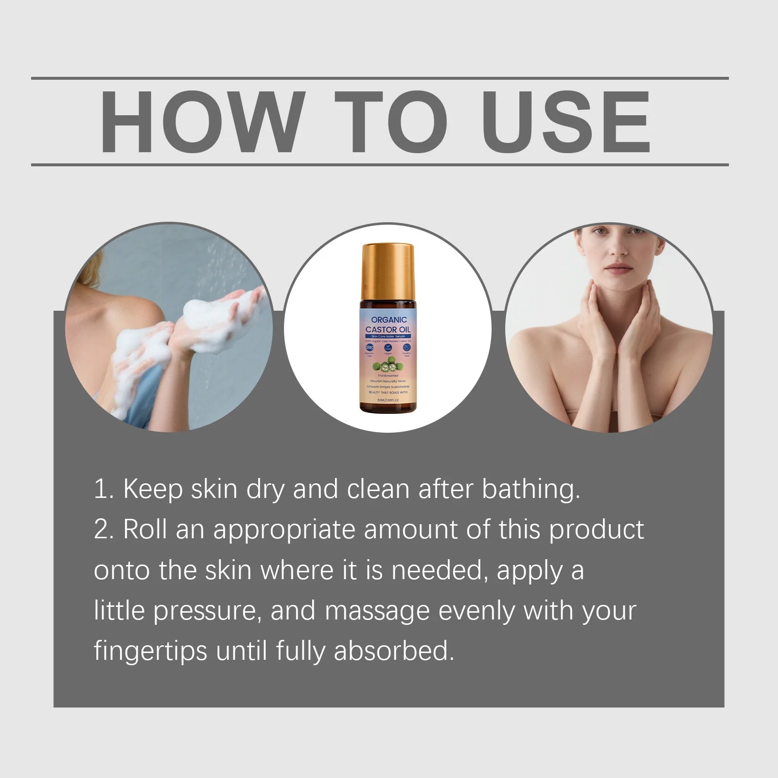 2026 Hot Organic Castor Oil Roller Serum 100% Pure Natural Hair Growth Eyelash Eyebrow Nourish Skin Massage Essential Oil Oasis Select