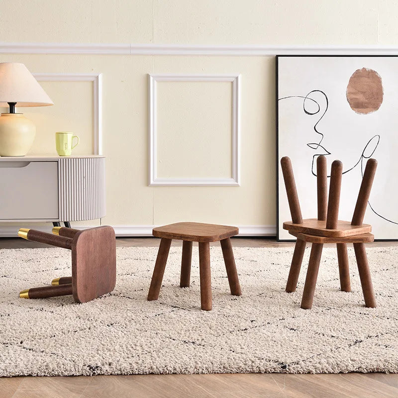 small square stool, household shoe cabinet, children's foot pads, wooden low stool, simple shoe change wooden stool Oasis Select