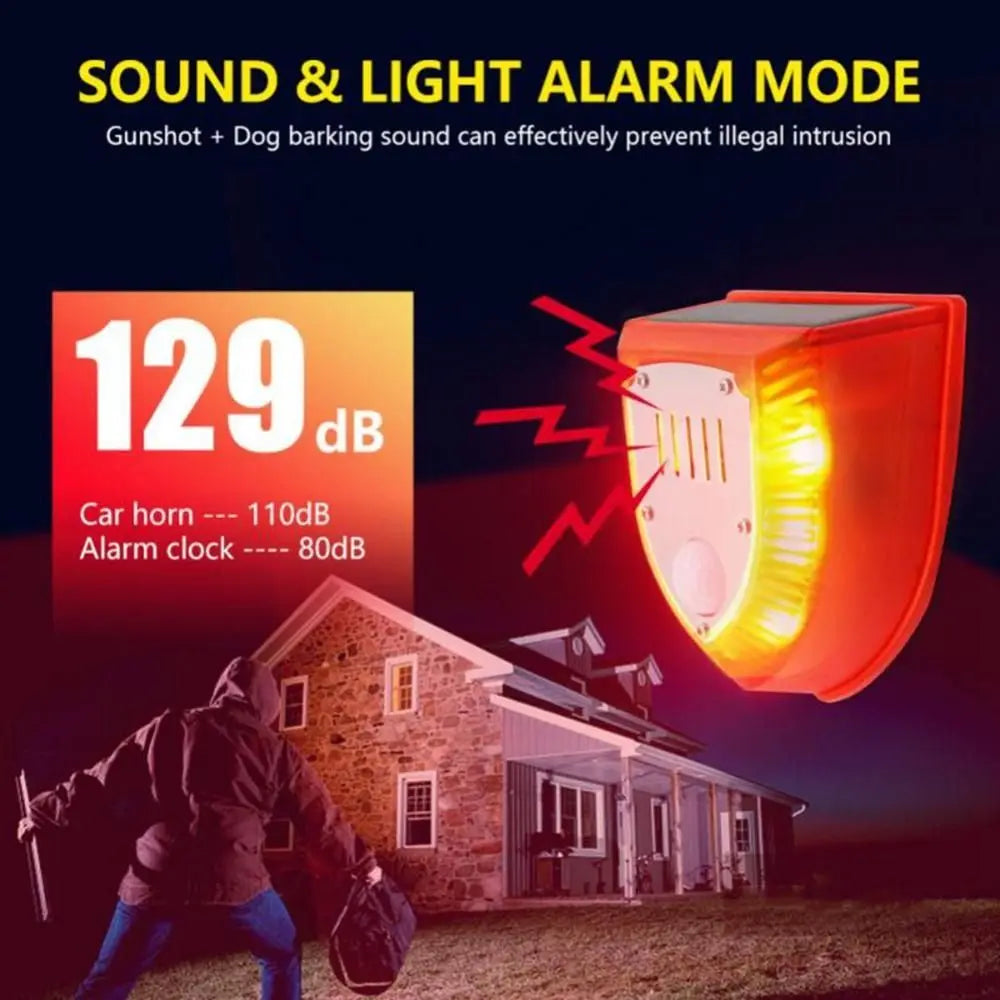 Waterproof Solar Alarm Multifunctional Portable Solar Charging Alarm Sound Alarm Animal Deterrent Solar Lamps Garage Security Oasis Select