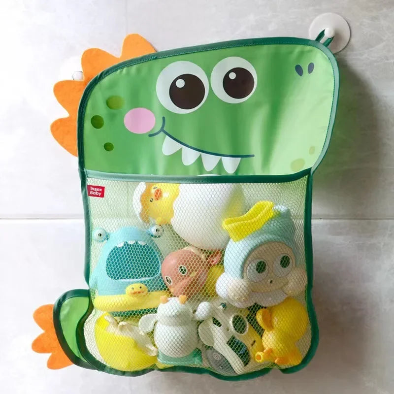 1pc Suction Cup Bath Toy Storage Bag, Mesh Hanging Organizer for Bathtub, Portable Travel Dinosaur Animal Baby Bath Basket Oasis Select Dinosaur