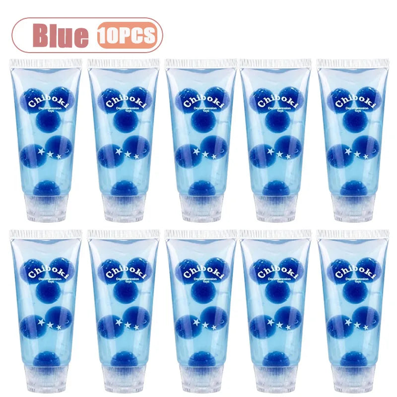 1-10PCS Toothpaste Tube Soft Gel Squishy Slow Rising Stress Relief for Adult Fidget Sensory Decompression Cute Pocket Gadget Oasis Select Blue-10PCS