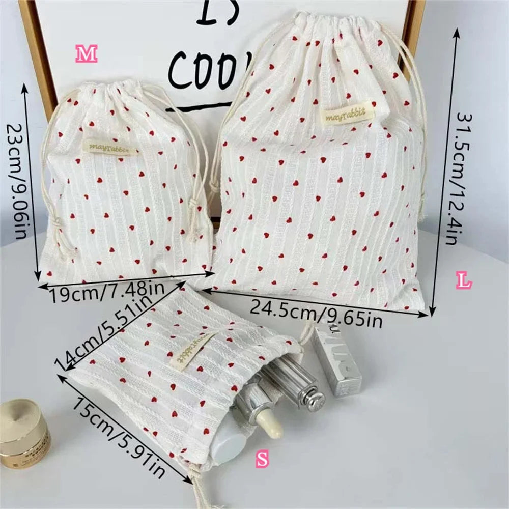 A large capacity vertical striped heart-shaped storage bag-a cute oval-shaped storage bag with sweet stripes,suitable for travel Oasis Select