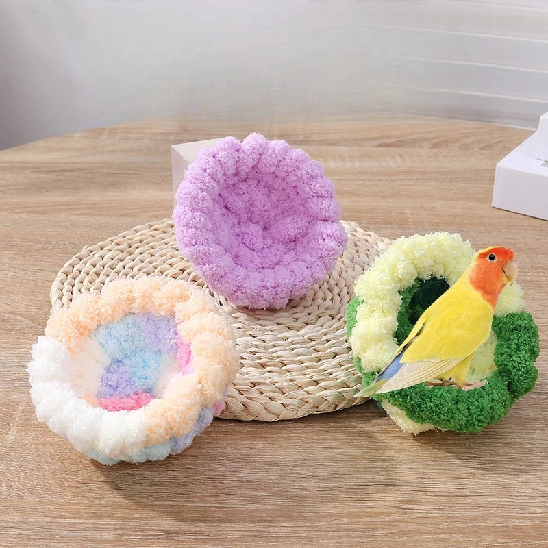 Parrot Round Thickened Cotton Bird Nest - Tiger Skin Peony Print, Winter Warmth for Small Pets, Cozy Hibernation Nest Oasis Select