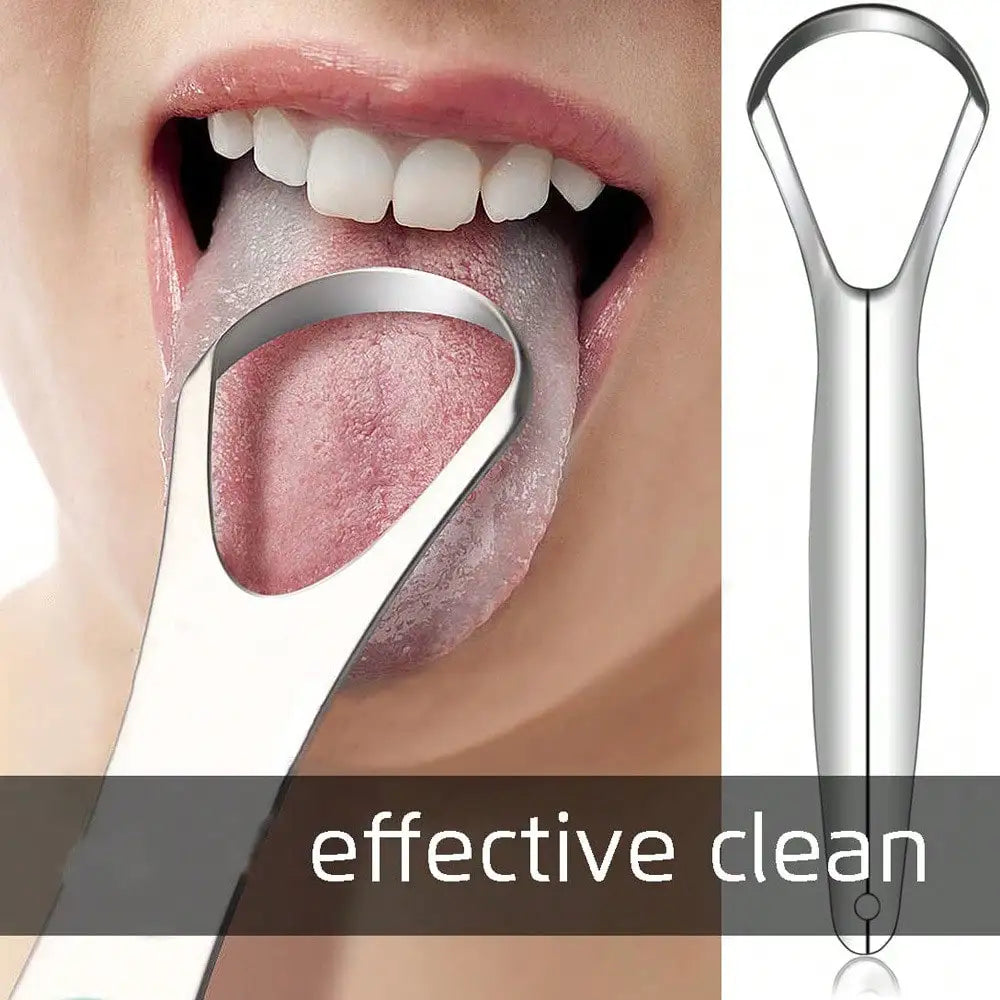 Tongue coating cleaner, stainless steel tongue scraper, oral cleaning tool 2pcs Oasis Select