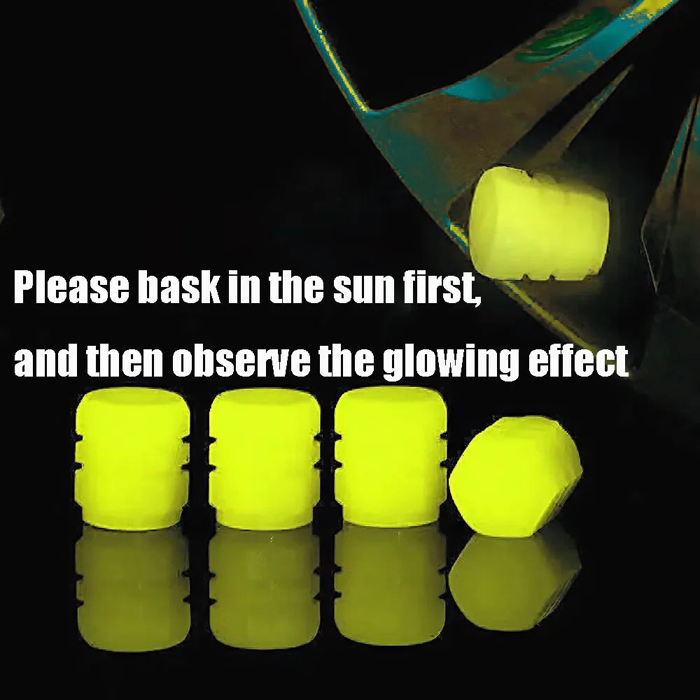 Blue Luminous Valve Cap Plastic ABS Luminous Tire Valve Cover Tires Accessories Tyre Stem Covers Applicable Car Motorcycle Bike Oasis Select Yellow-4Pcs