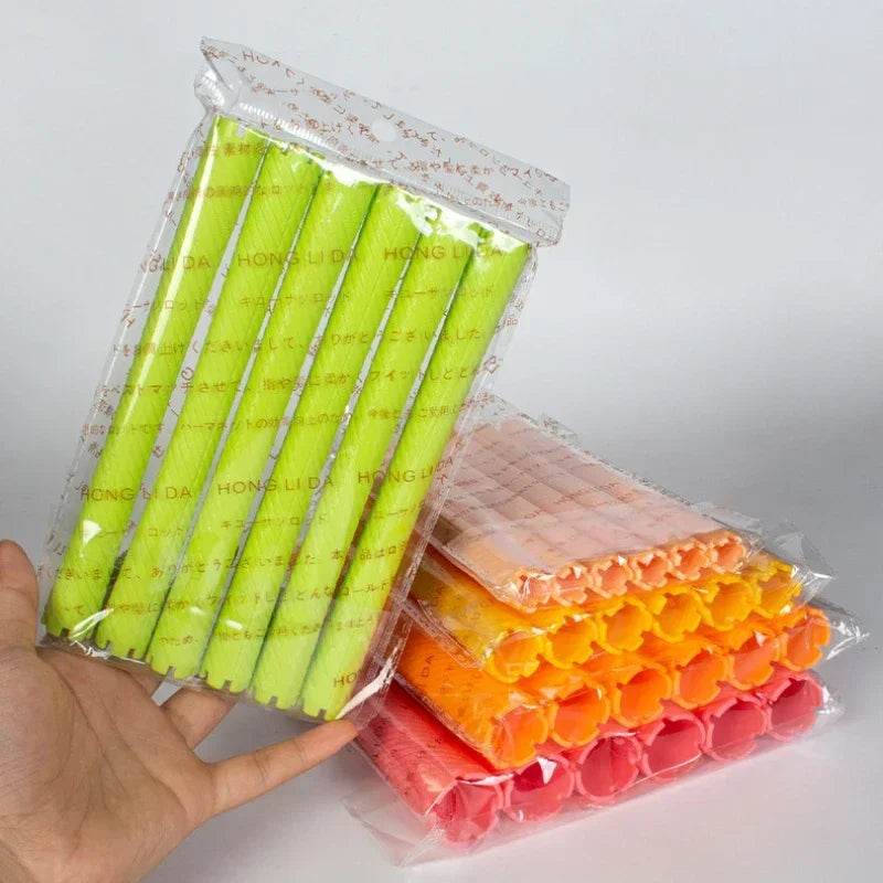 6pcs DIY Heatless Lengthened Hair Roller Stick Perm Tools Hollow Design Spiral Hair Curler Magic Curls Curly Hair Styling Kits Oasis Select