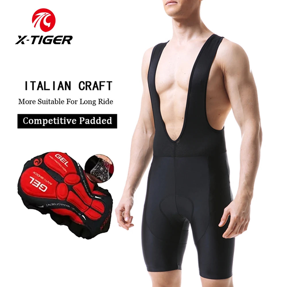 X-TIGER Cycling Bibs Shorts Bike Tights Triathlon 5D Gel Padded Pro Lycra Bicycle Shorts Breathable Man Mountain Biking Shorts Oasis Select Black XXXL
