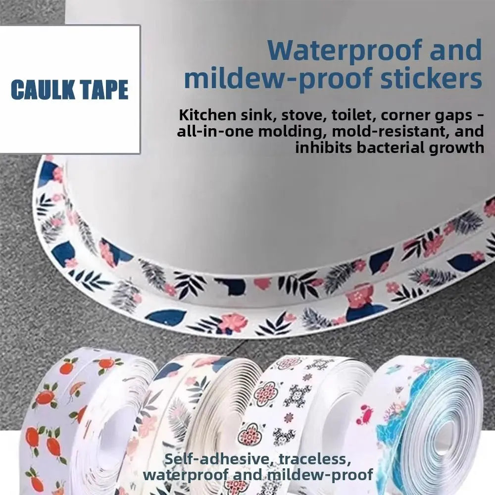 Durable Waterproof Caulk Tape Self Adhesive PVC Sealant Strip Mold-proof Printing Sink Sealing Tape for Countertop Bathroom Oasis Select