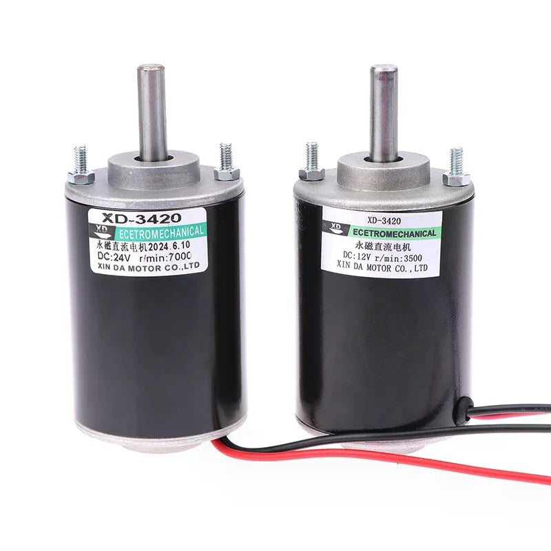 30W 12V-3500Rpm / 24V-7000Rpm 3420 DC High Speed Motor Speed Adjustable CW CCW Threaded Shaft Motor Miniature DC Small Motor Oasis Select